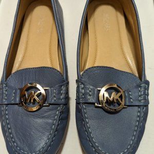 Michael Kors Womens Shoes Blue Slip On Flats Size 6.5 pre-owned logo silver
